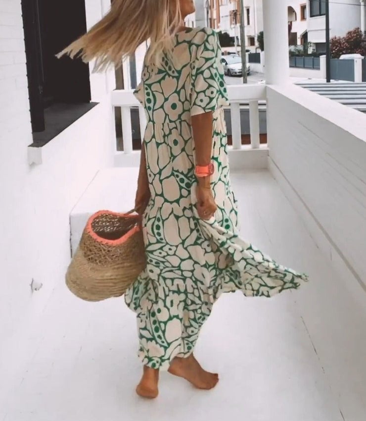 Juni™ | Robe de style Ibiza avec imprimé floral bohème