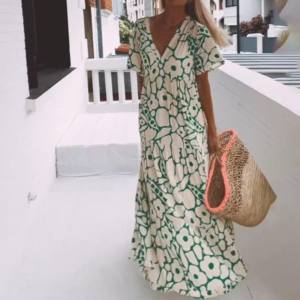 Juni™ | Robe de style Ibiza avec imprimé floral bohème
