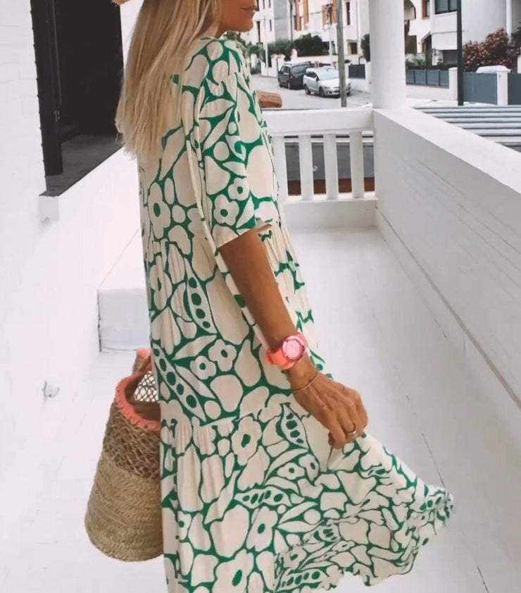 Juni™ | Robe de style Ibiza avec imprimé floral bohème