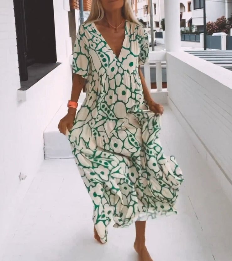 Juni™ | Robe de style Ibiza avec imprimé floral bohème
