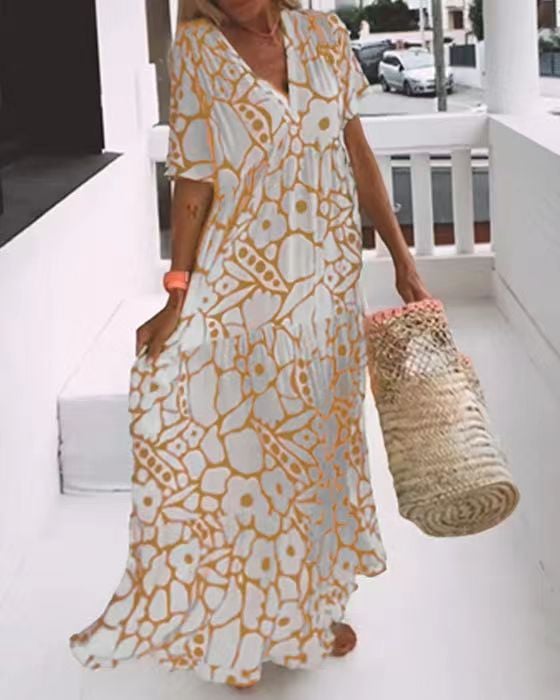 Juni™ | Robe de style Ibiza avec imprimé floral bohème