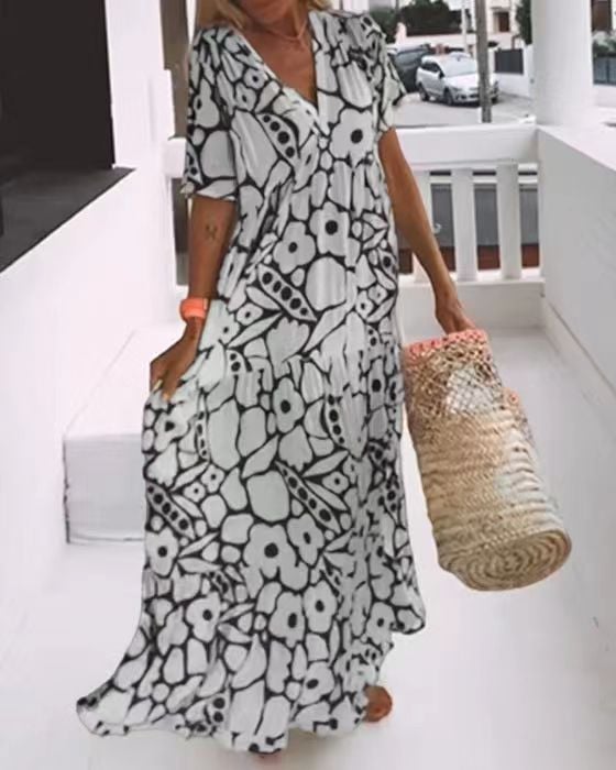 Juni™ | Robe de style Ibiza avec imprimé floral bohème