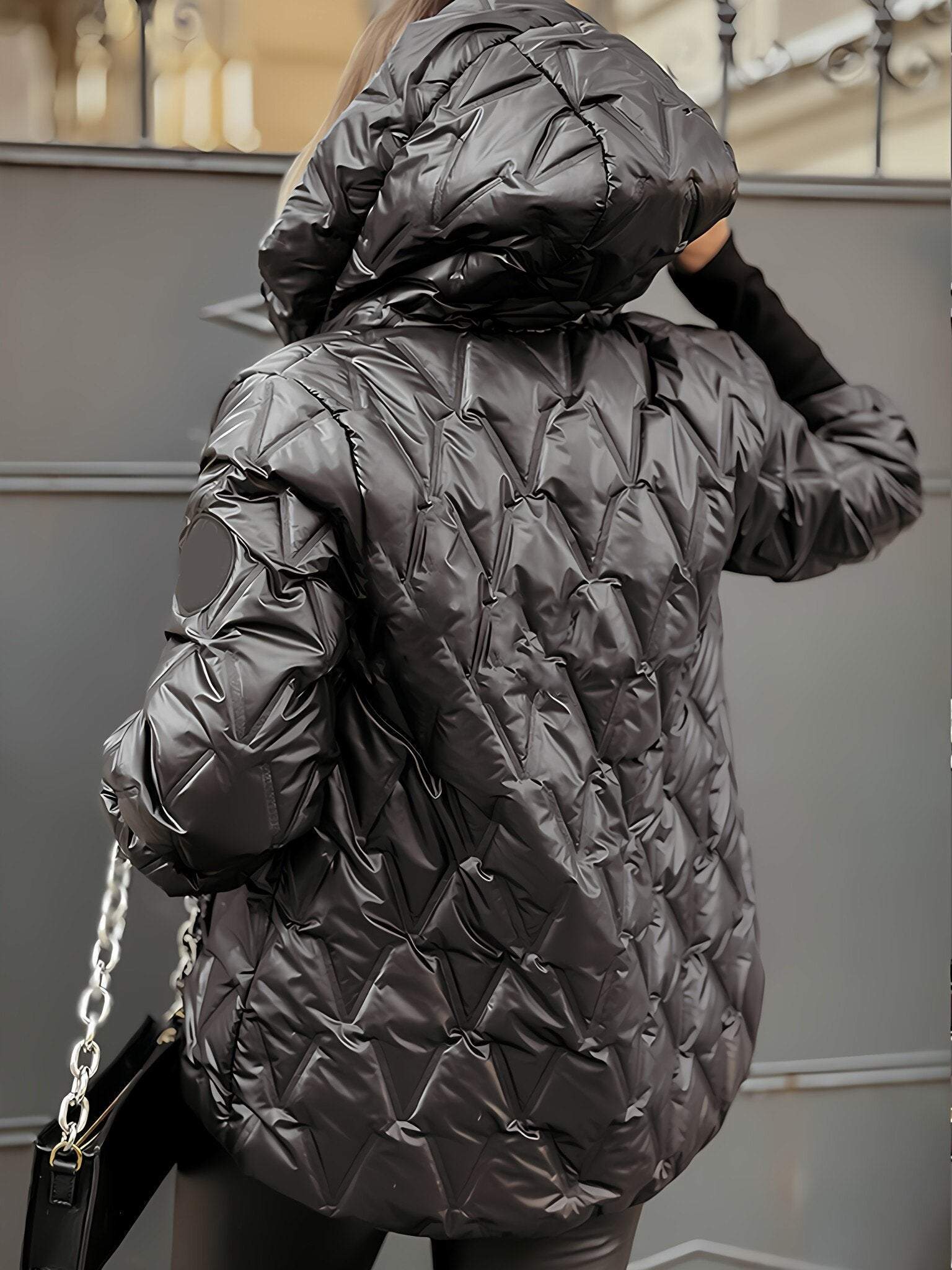 Libre™ | Veste matelassée à capuche – Patchwork diamant