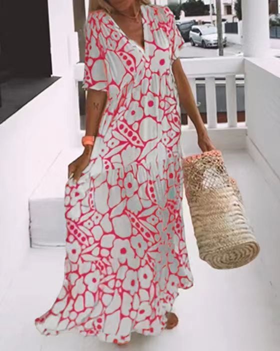 Juni™ | Robe de style Ibiza avec imprimé floral bohème