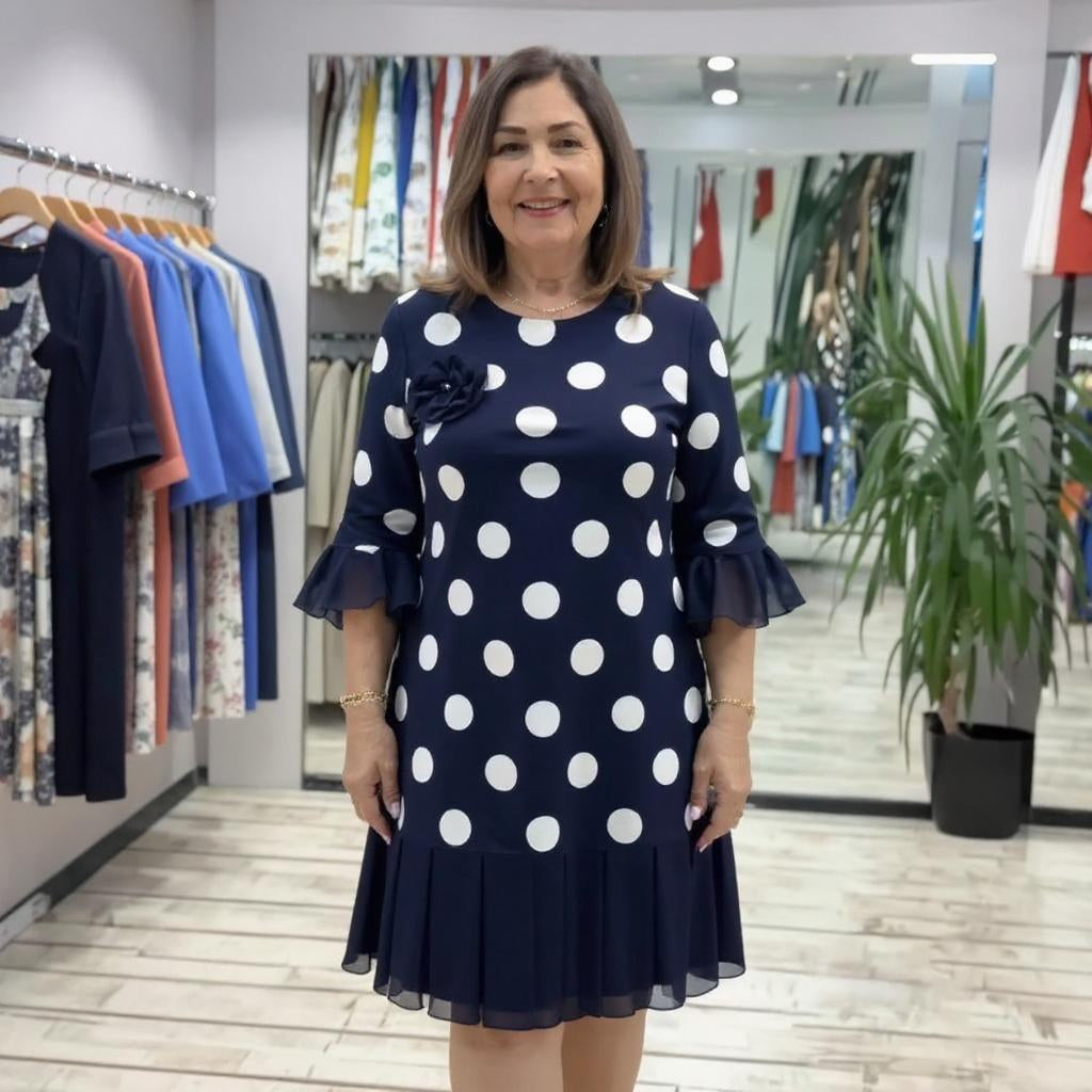 Camélia™ | Robe Élégante à Pois & Volants