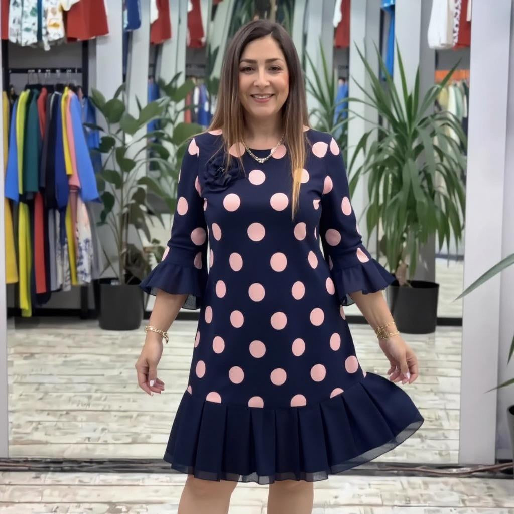 Camélia™ | Robe Élégante à Pois & Volants