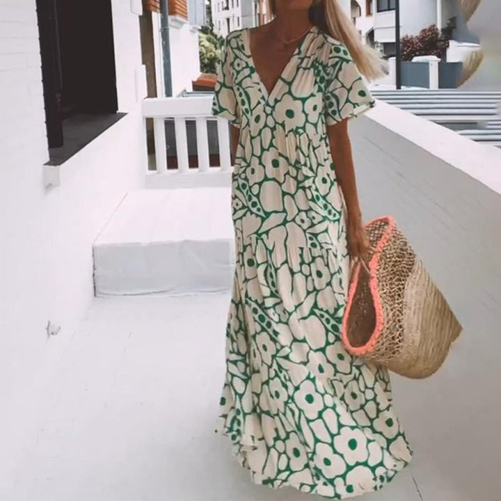 Juni™ | Robe de style Ibiza avec imprimé floral bohème