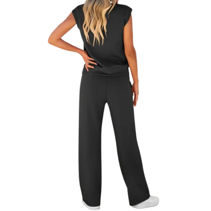 Kamila | Ensemble deux pièces top sans manches et pantalon avec cordon à la taille