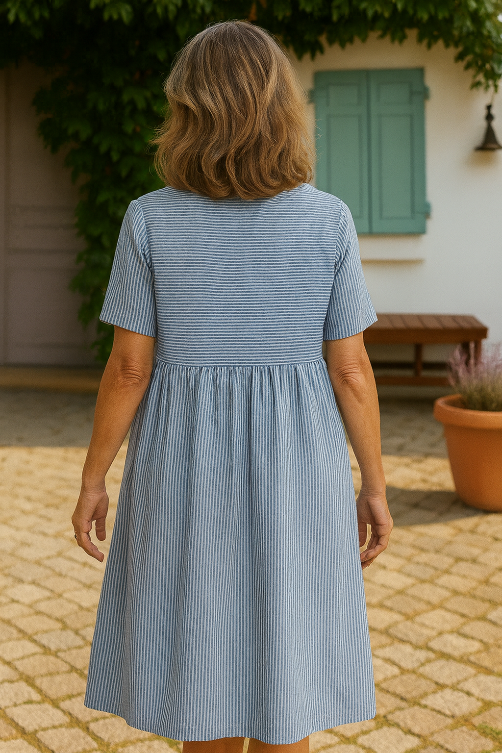Lenna | Robe Midi en Coton Rayée