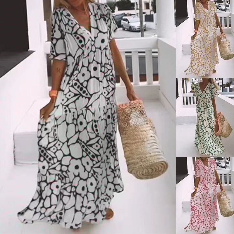 Juni™ | Robe de style Ibiza avec imprimé floral bohème