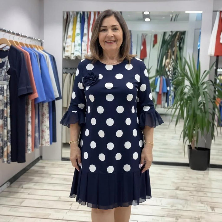 Camélia™ | Robe Élégante à Pois & Volants